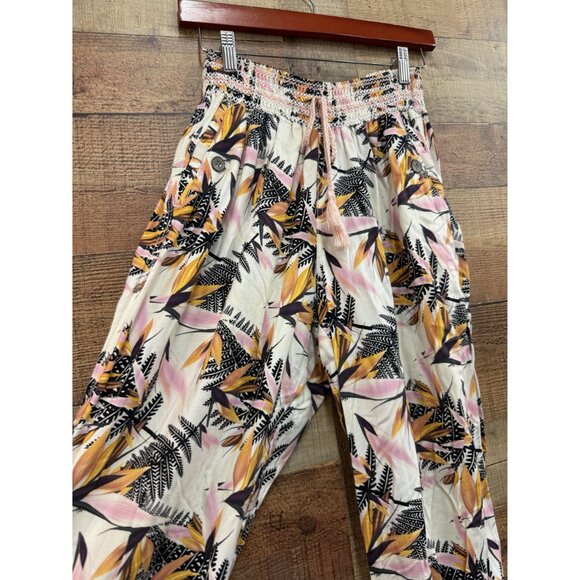 Women's High Rise Tropical Vacay Pants XL Multicolor Lightweight Elastic Waist W - Picture 2 of 10